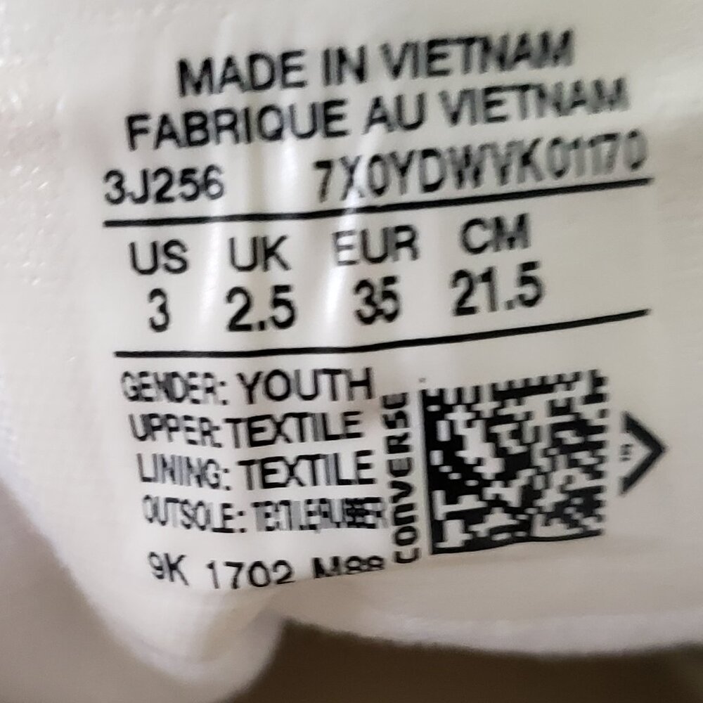 EUC CTAS Converse vintage old school optic white canvas (3Y) KICKS - Picture 3 of 7
